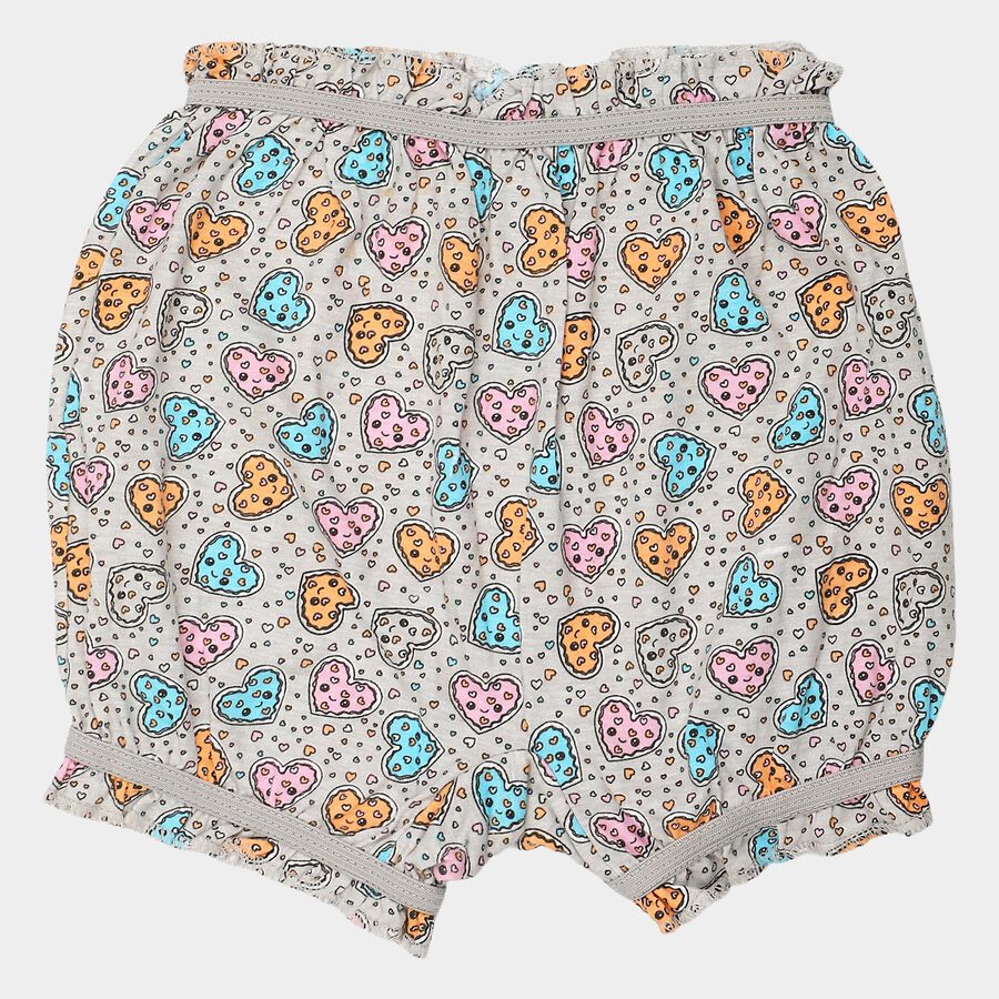 Girls Grey Regular Fit Printed Bloomer, हल्का ग्रे, large