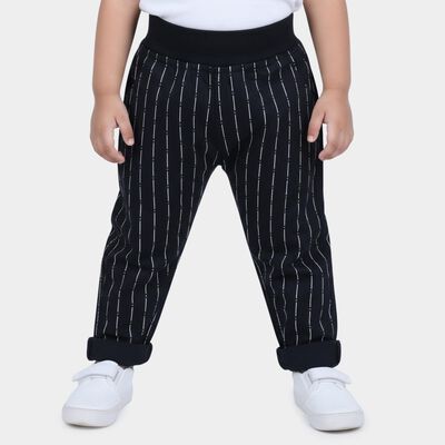 Infants' Navy Blue Straight Fit Pinstriped Trousers
