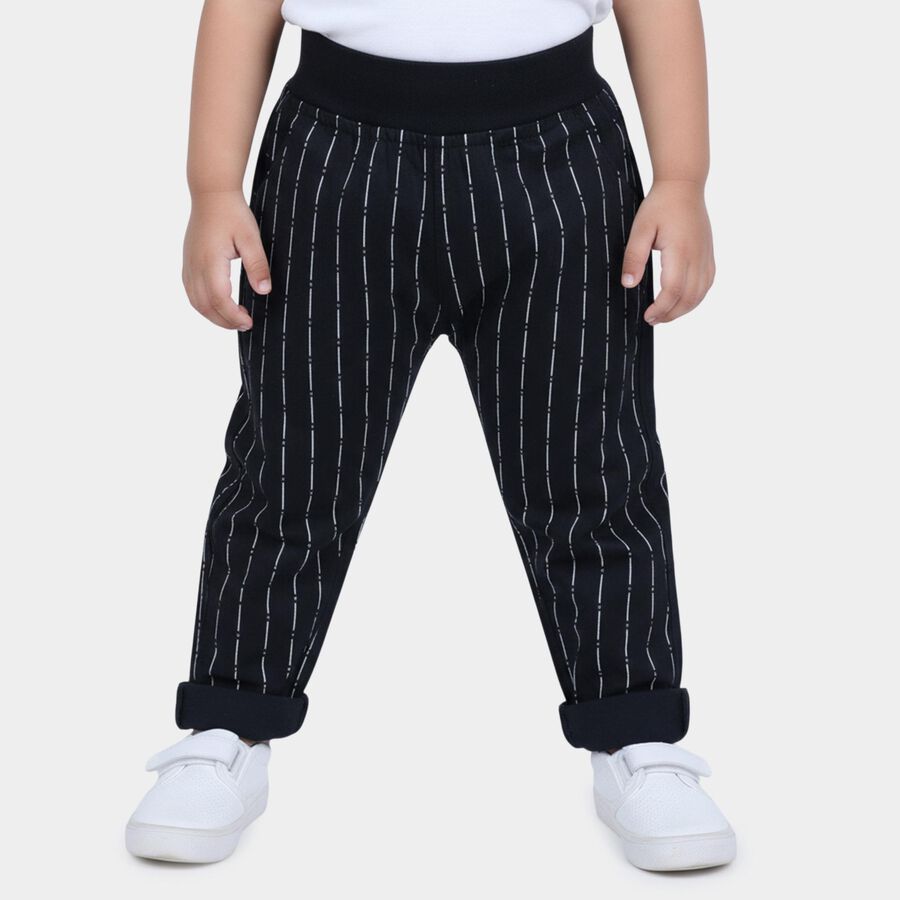 Infants' Navy Blue Straight Fit Pinstriped Trousers, Navy Blue, large
