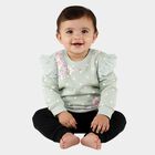 Infants Light Sage Green Cotton Crew Neck Lace Sleeve Sweatshirt, Light Green, small image number null