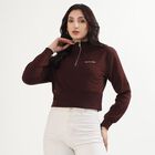 Women's Deep Brown High Neck Casual Sweatshirt, भूरा, small image number null