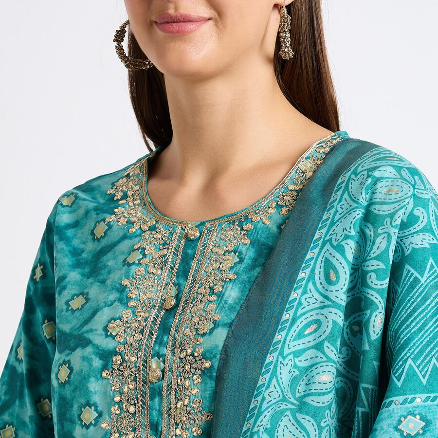 Ladies' Ethnic Set , टील ब्लू, large image number null