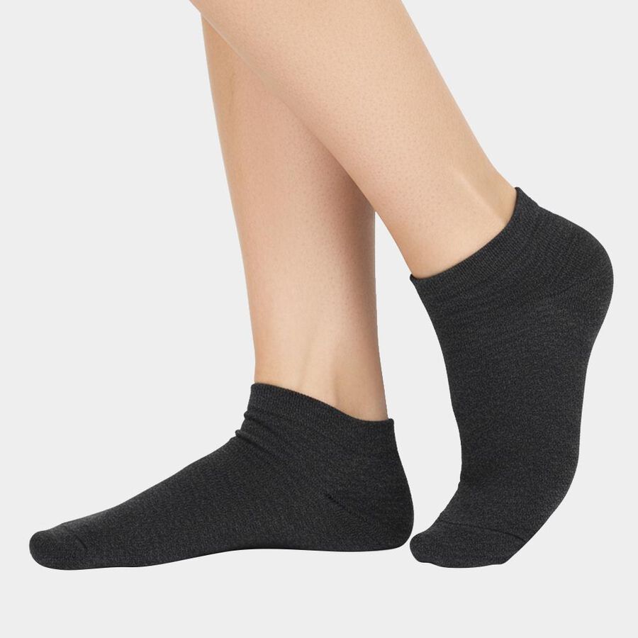 Men's Jet Black and Charcoal Gray Ankle Length Cotton Blend Socks Pack of 3, Navy Blue, large