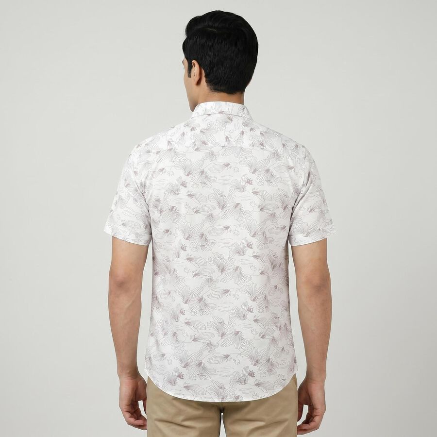 Men's Peach Cotton Floral Spread Collar Regular Fit Casual Shirt, पीच, large