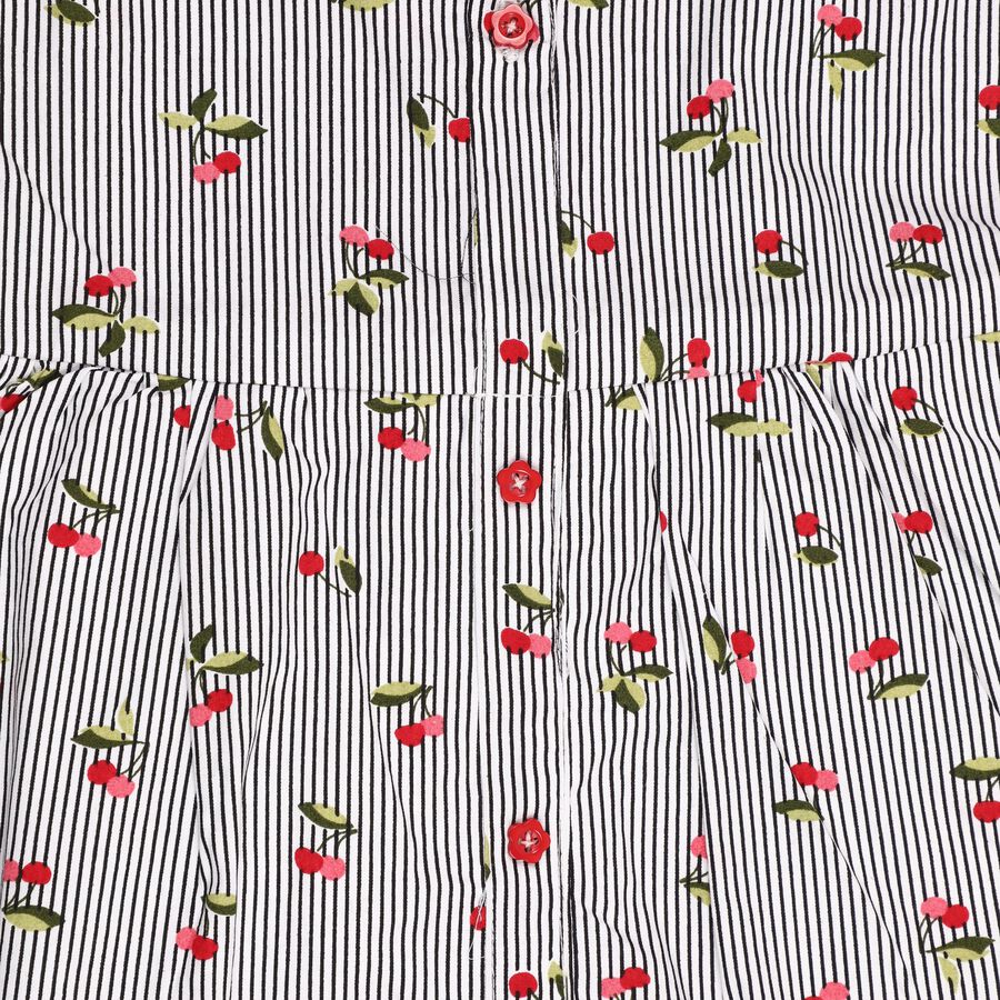 Girls' 100% Cotton Frock, काला, large image number null