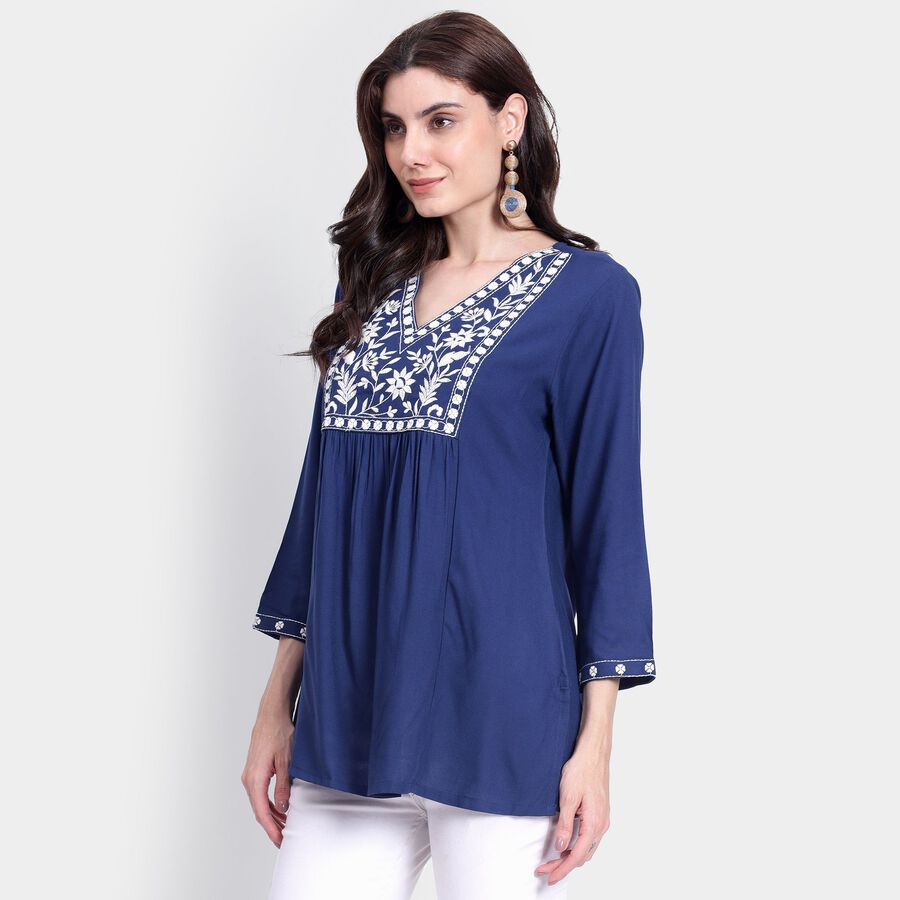Ladies' Kurti, नेवी ब्लू, large image number null