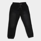 Boys' Faded Black Jogger Fit Elastic Waist Jeans, Black, small image number null