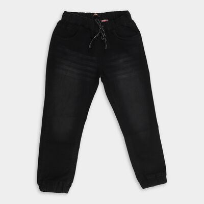 Boys' Faded Black Jogger Fit Elastic Waist Jeans