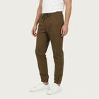 Men's Brown Slim Fit Casual Chino Trousers, भूरा, small