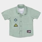 Infants Light Green Cotton Half Sleeve Classic Casual Shirt, Light Green, small