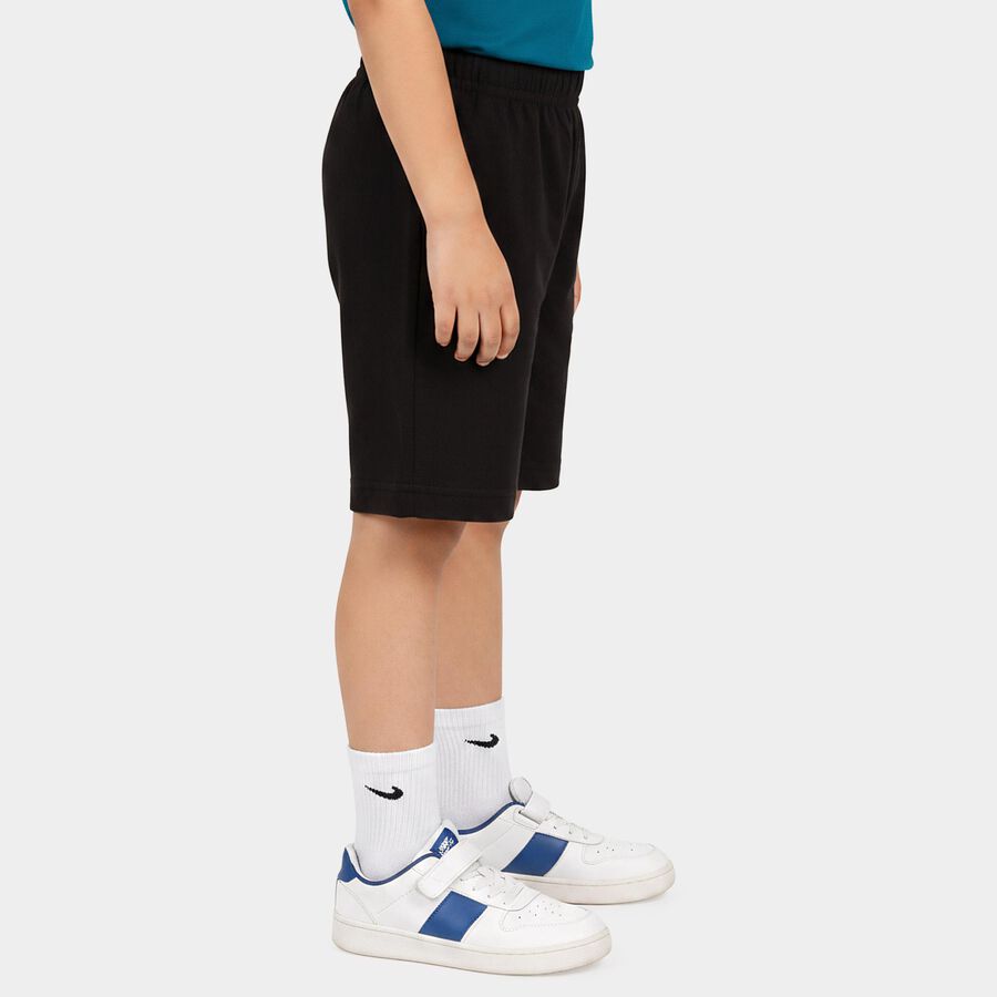 Boys Black Regular Fit Casual Bermuda Shorts, Black, large