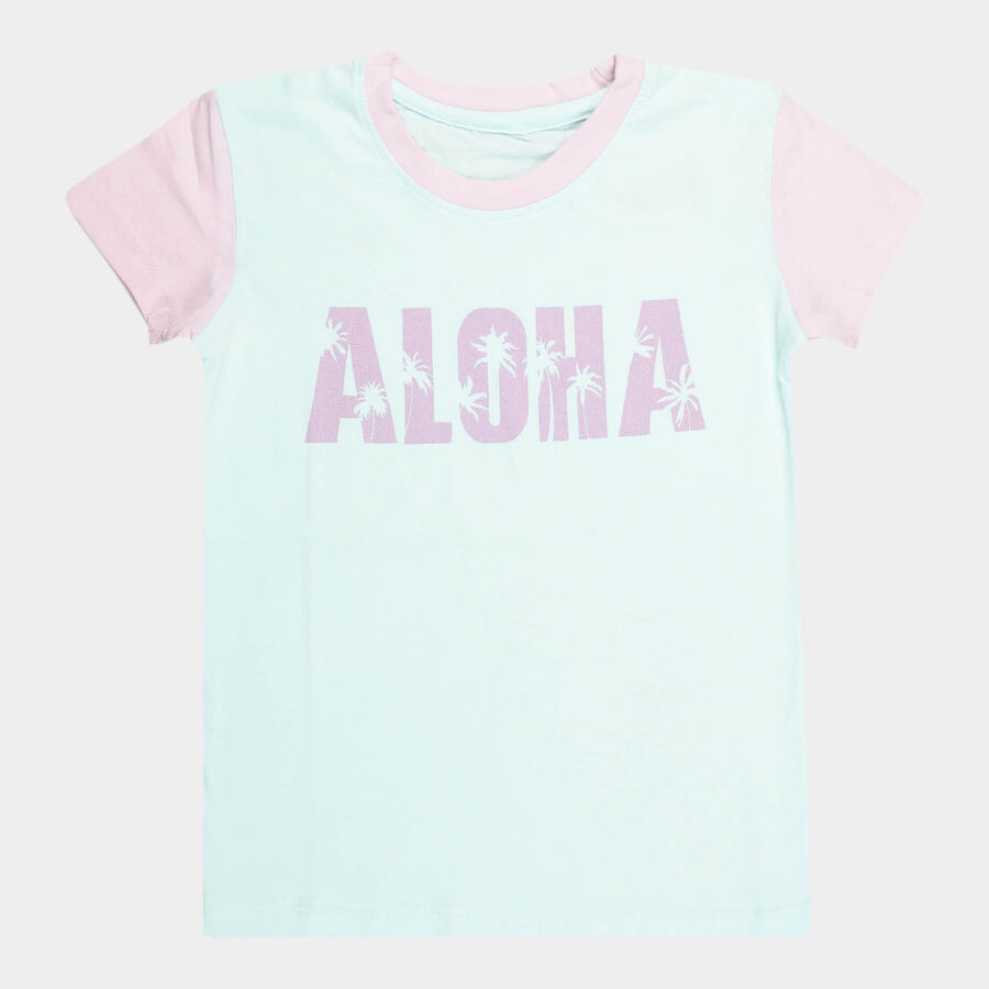 Girls Cotton T-Shirt, Light Green, large image number null
