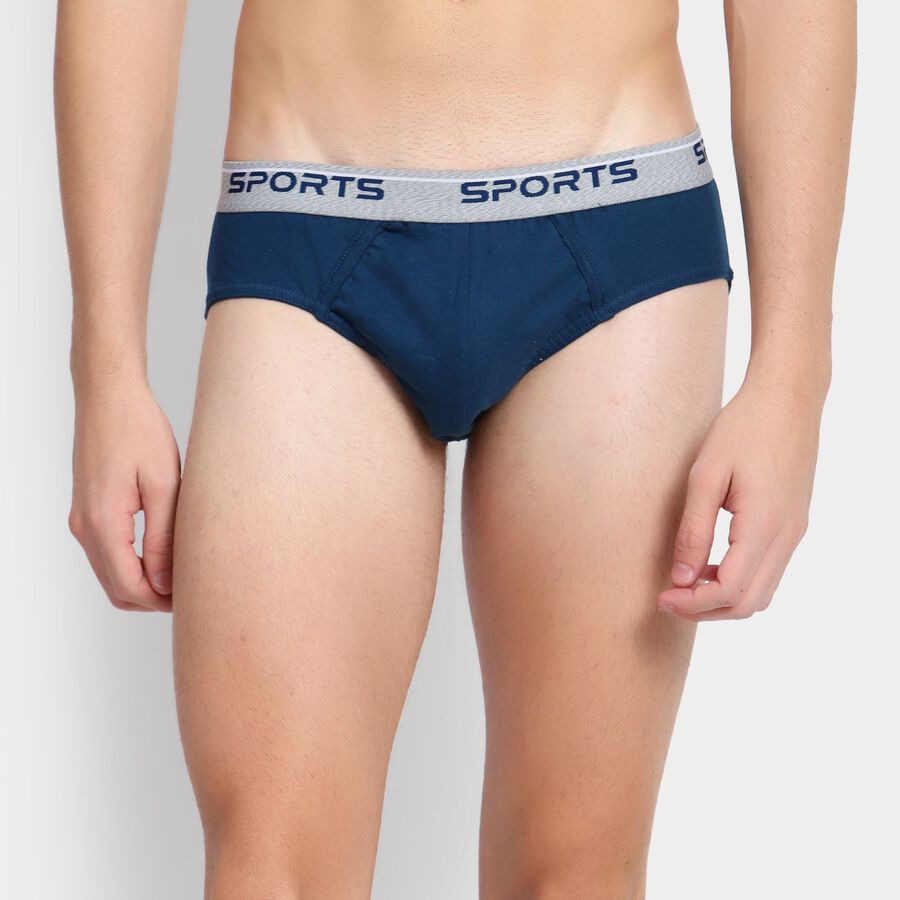 Cottton Solid Brief, Teal Blue, large