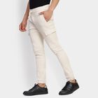 Men's Slim Fit Casual Trousers, Ecru Melange, small image number null
