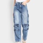 Ladies' 100% Cotton Jeans, Mid Blue, small image number null