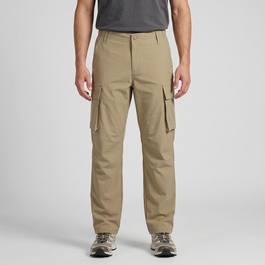 Men's Beige Slim Fit Cargo Trousers, गहरा पीला, large