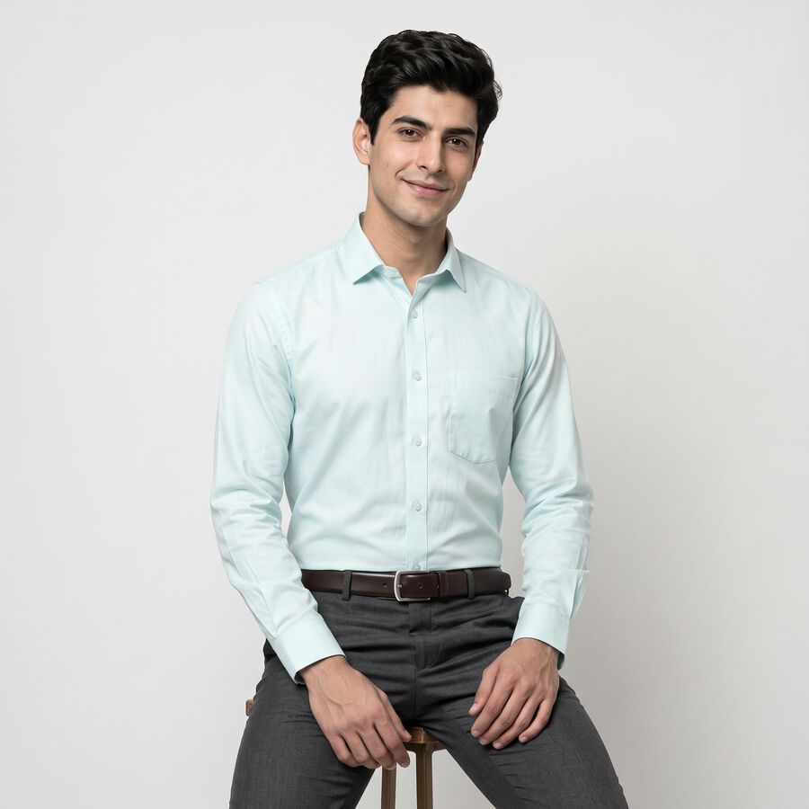 Men's Light Blue Formal Shirt, Aqua, large
