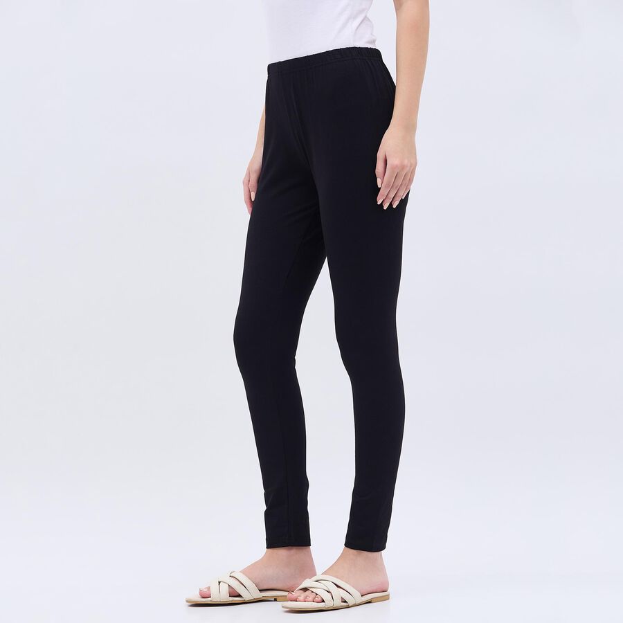 Women's Jet Black Slim Fit Comfortable Churidar, Black, large image number null