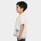 Boys White Camp Collar Casual Shirt, White, small