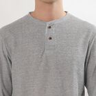 Men's Dark Grey Henley Neck Casual T-Shirt , Dark Grey, small image number null