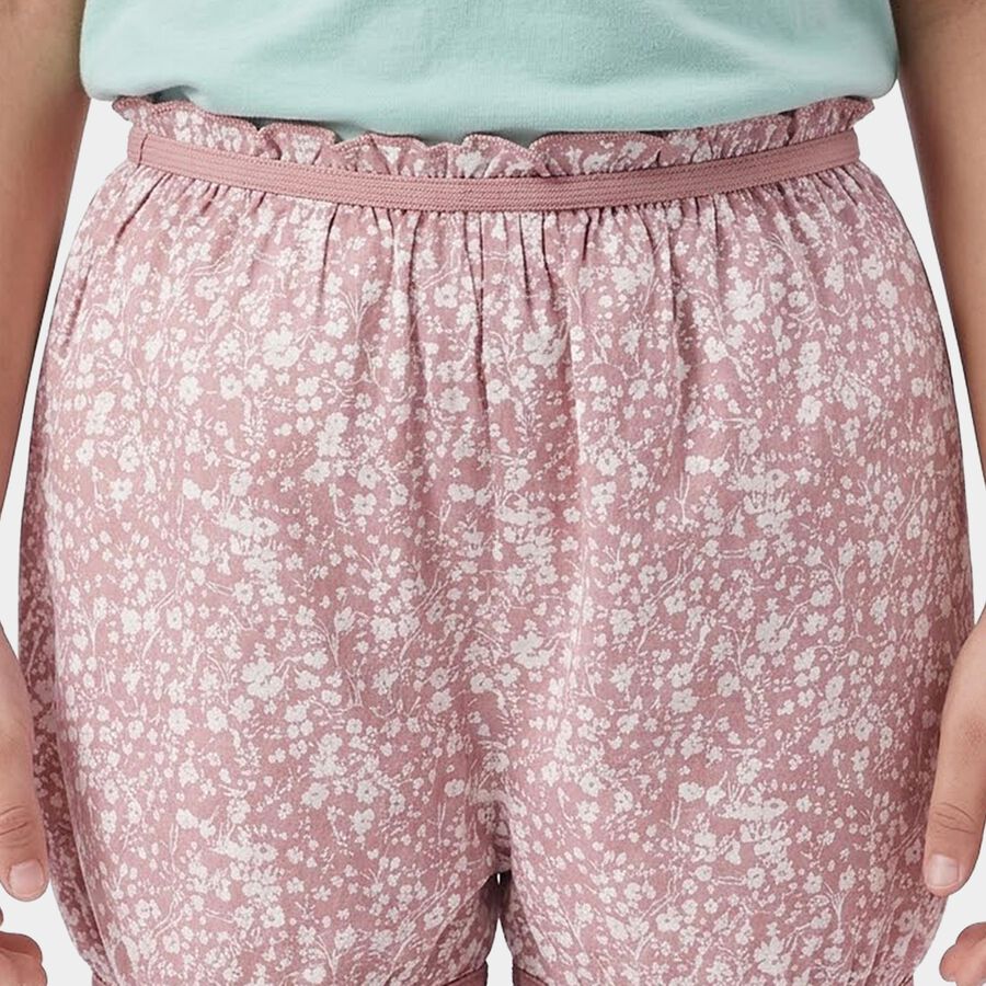 Girls Pink Regular Fit Floral Print Bloomer, Light Pink, large