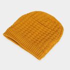 Boys Yellow Textured Knit Beanie Cap, Yellow, small