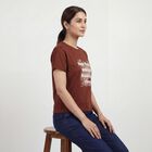 Women's Rust Round Neck Casual T-Shirt, रस्ट, small