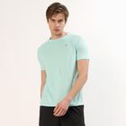 Men's Light Aqua Crew Neck Athleisure T-Shirt, Aqua, small