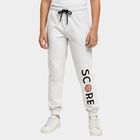 Boys' Light Grey Printed Elastic Waist Winter Pyjama, एक्रू मिश्रित, small image number null