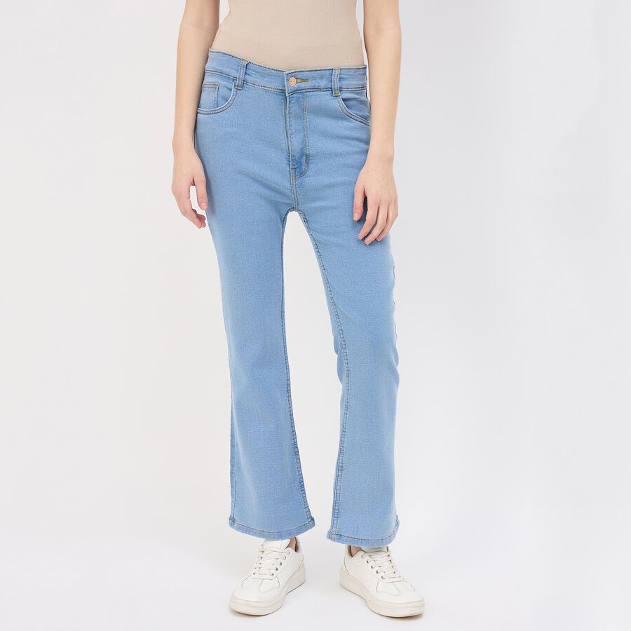 Women's Midnight Navy Blue Skinny Fit High-Rise Jeans, हल्का नीला, large