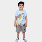 Boys Light Blue Cotton Round Neck Graphic Print Baba Suit, हल्का नीला, small