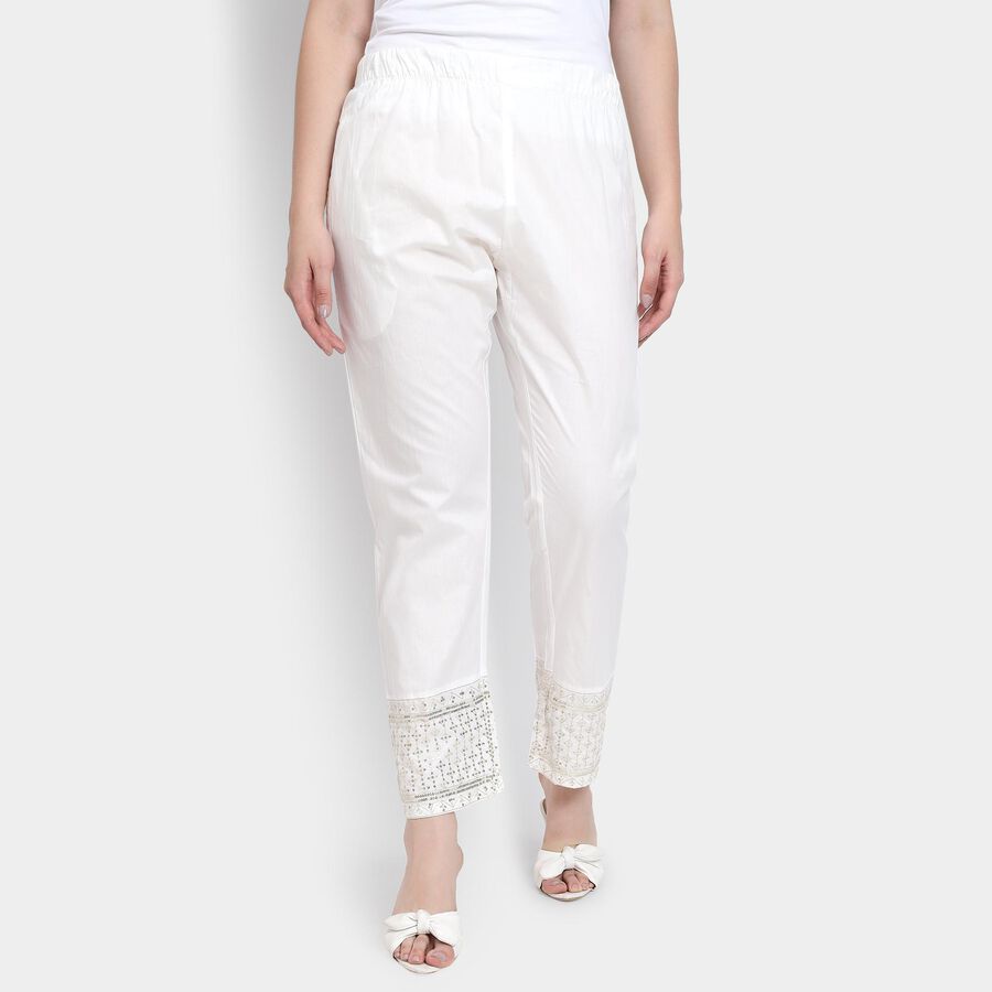 Ladies' 100% Cotton Palazzos , Off White, large image number null