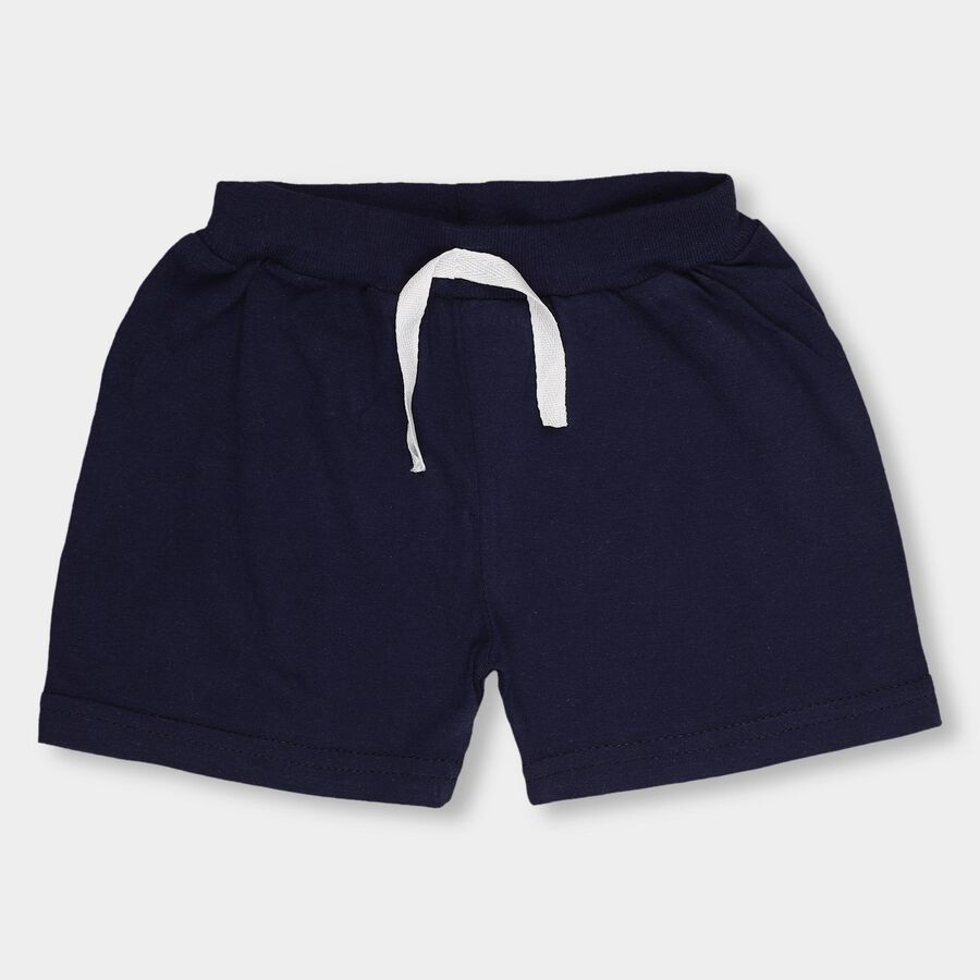 Infants' 100% Cotton Half Pant, Navy Blue, large image number null