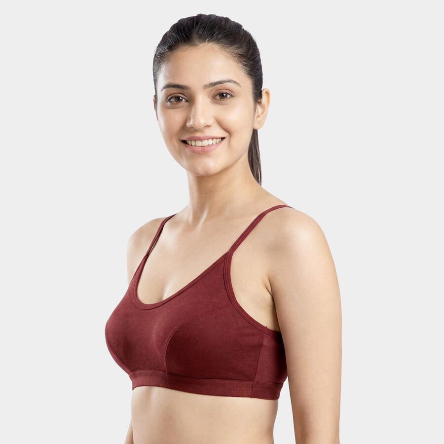 Women's Brown Cotton Blend Scoop Neck Classic Bra, Brown, large