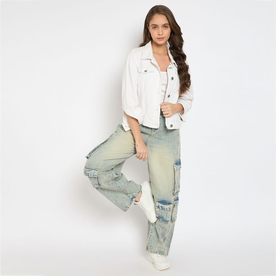 Ladies' 100% Cotton Jeans , Ice Blue, large image number null