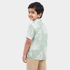 Boys Mint Green Cotton Floral Collar Shirt, Light Green, small