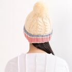Women's Cream Knitted Pom-Pom Winter Cap, ऑफ व्हाइट, small image number null
