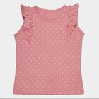 Girls Pink Cotton Round Neck Casual T-Shirt, गुलाबी, small