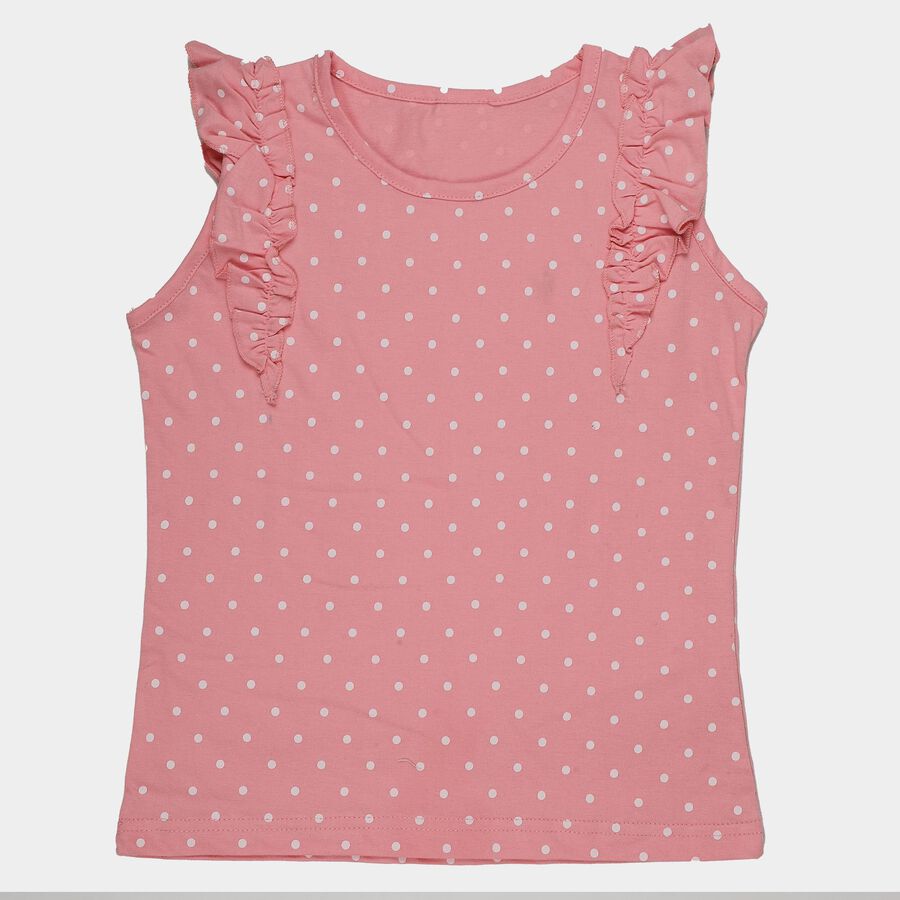 Girls Pink Cotton Round Neck Casual T-Shirt, गुलाबी, large