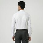 Men's Light Grey Checkered Spread Collar Formal Shirt, हल्का ग्रे, small