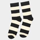 Motif and Stripe Crew Length Socks, Black, small image number null