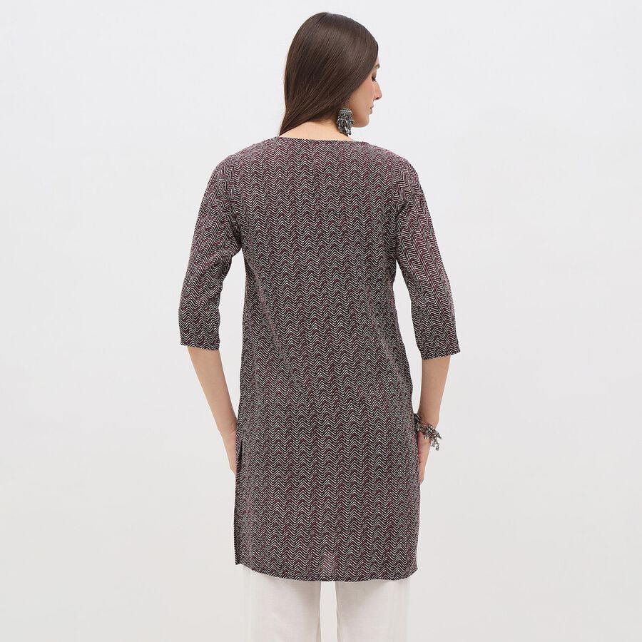 Women's Deep Maroon Notch Neck Printed Kurta, वाइन, large image number null