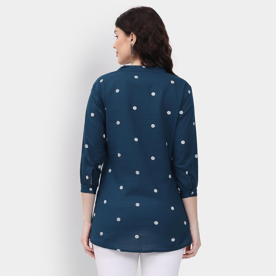 Ladies' 100% Cotton Kurti , Teal Blue, large image number null