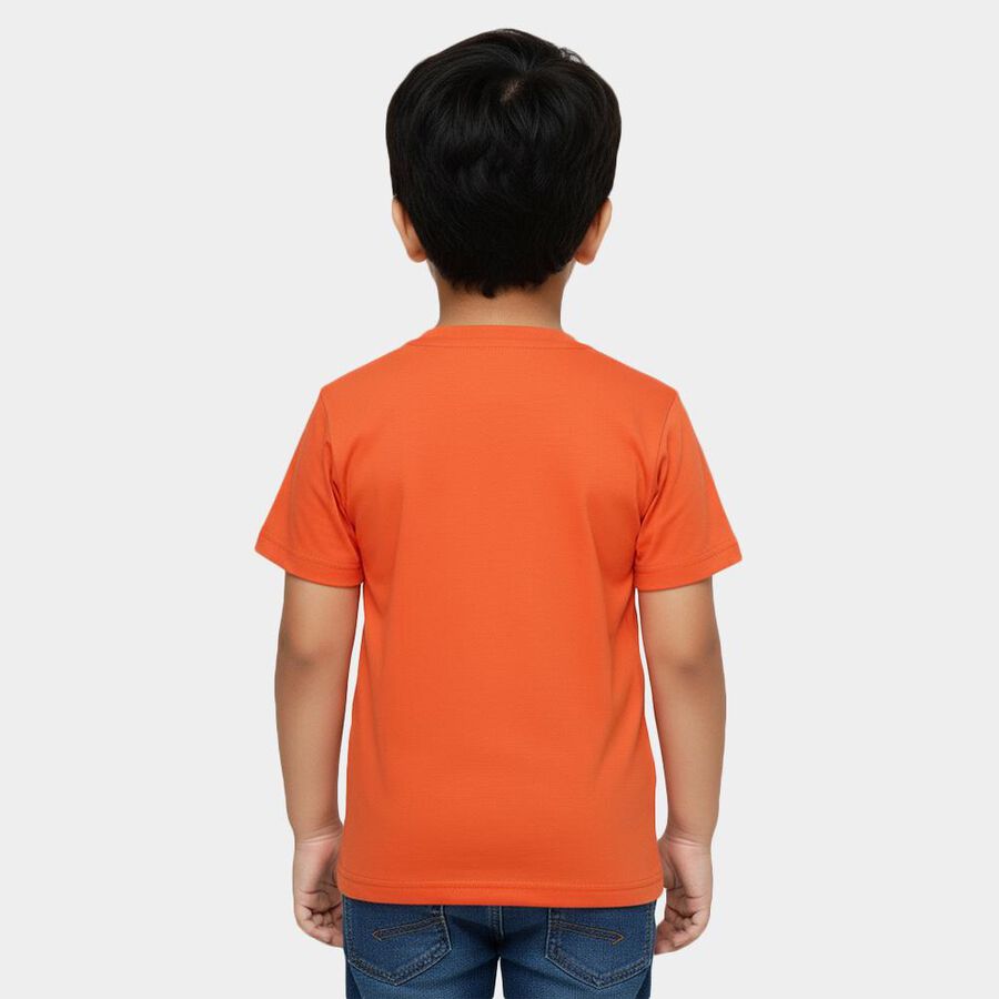Boys' 100% Cotton Half Sleeves T-Shirt, नारंगी, large image number null