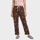 Women's Wine Straight Fit Floral Printed Cotton Blend Lounge Pyjama, वाइन, small