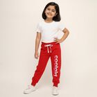 Girls Bright Cherry Red Jogger Style Cool Girl Pyjama, लाल, small image number null