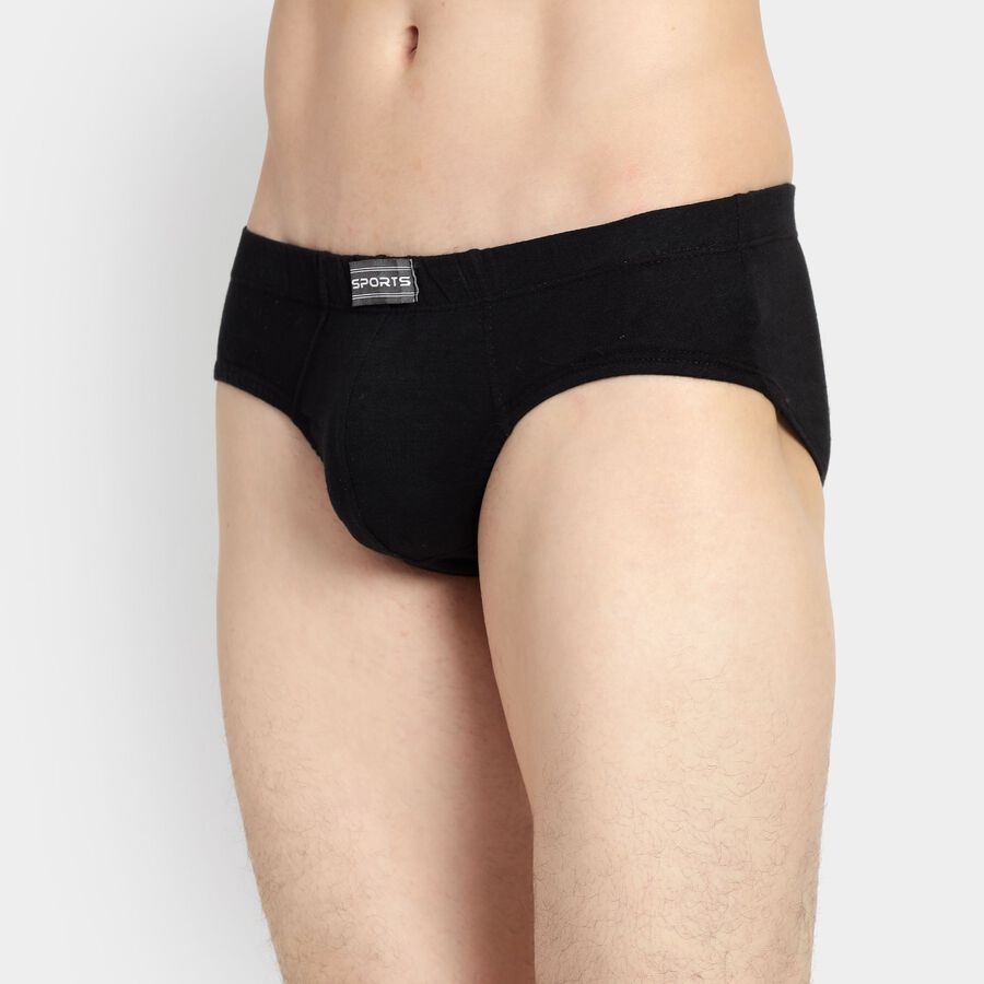 Men's 100% Cotton Briefs, Black, large