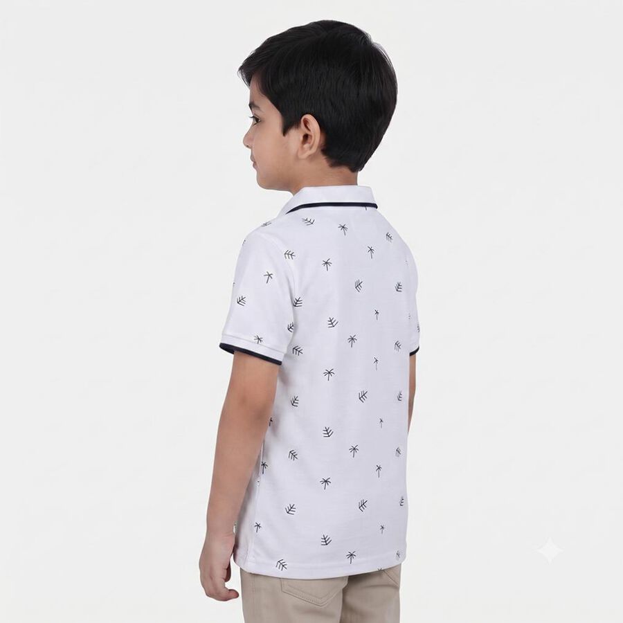 Boys White Cotton Polo Neck Polo Boys T-Shirt, सफ़ेद, large