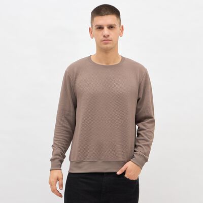 Men's Muted Brown Crew Neck Casual Sweatshirt
