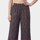Women's Navy Blue Relaxed-Fit Ditsy Printed Palazzos, Navy Blue, small